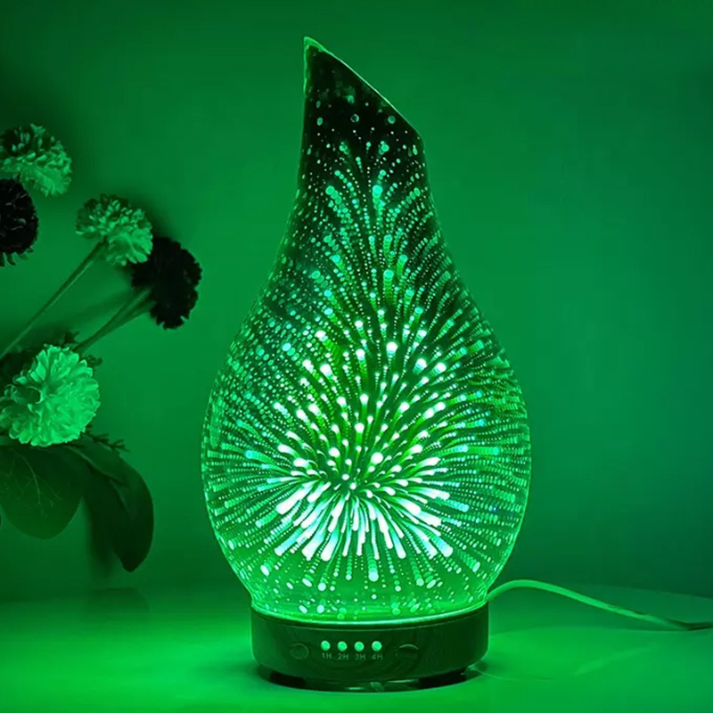 7 Color Night Light Mini Air Humidifier 3D Essential Oil Diffuser Difuser Aroma Glass Oil Bamboo Household 24 Light Wood Grain