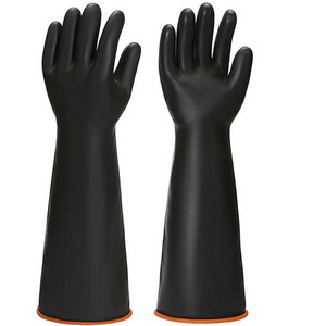 36CM Lengthened and thickened black rubber acid and alkali resistant oil resistant industrial protective gloves