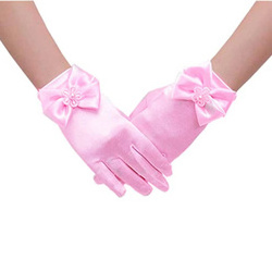 Bridal gloves white wedding satin gloves thin bow full finger dress photo accessories small girls gloves