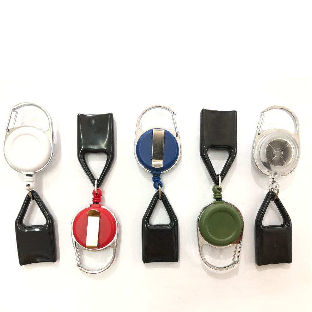 Heavy Duty Plastic ABS Lighter Retractable Badge ID Card Holder Retractable Carabiner Badge Reels with Leash