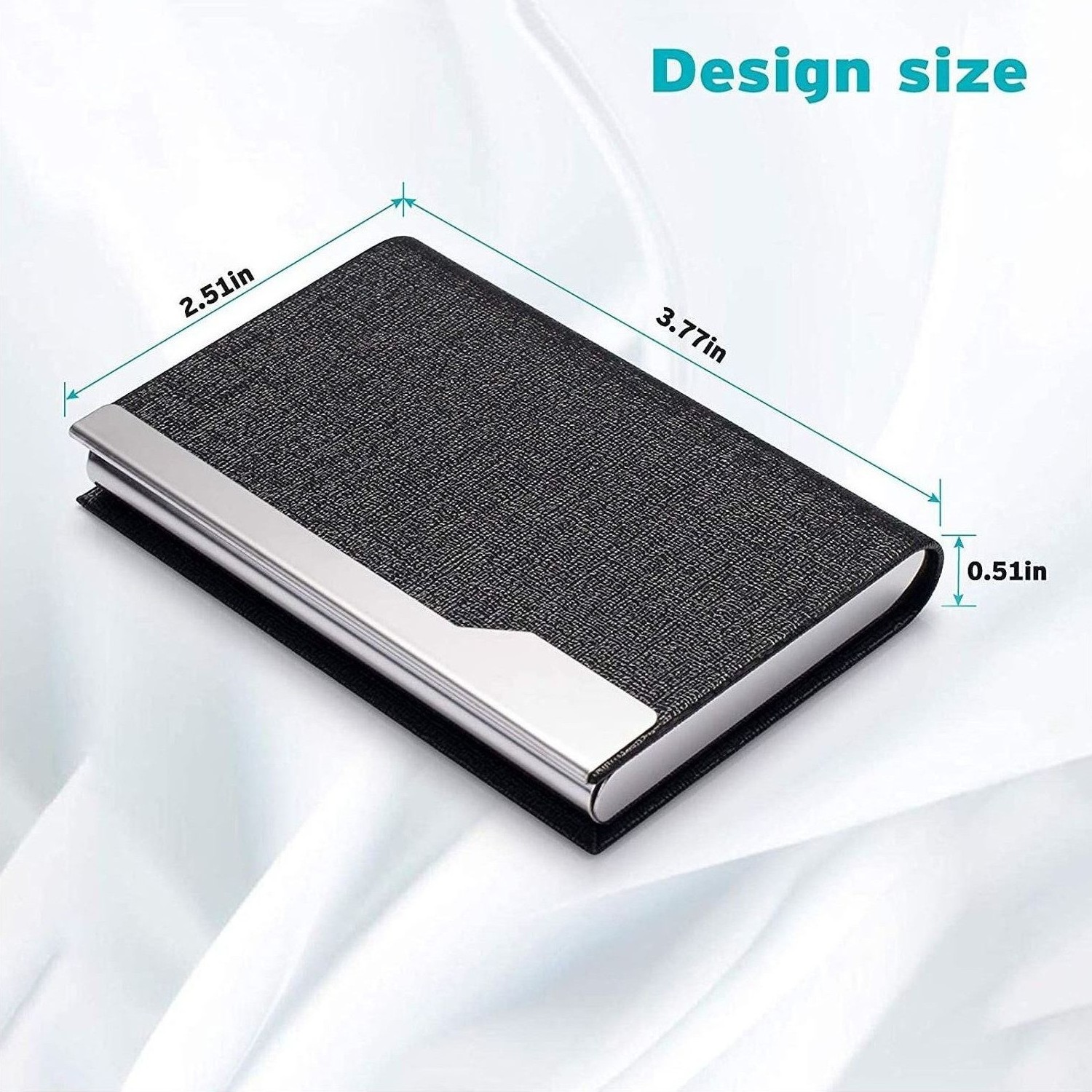 Leather Stainless Steel Slim Business Card Holder Business Card Holder Wallet Credit Card ID Case Holder for Men