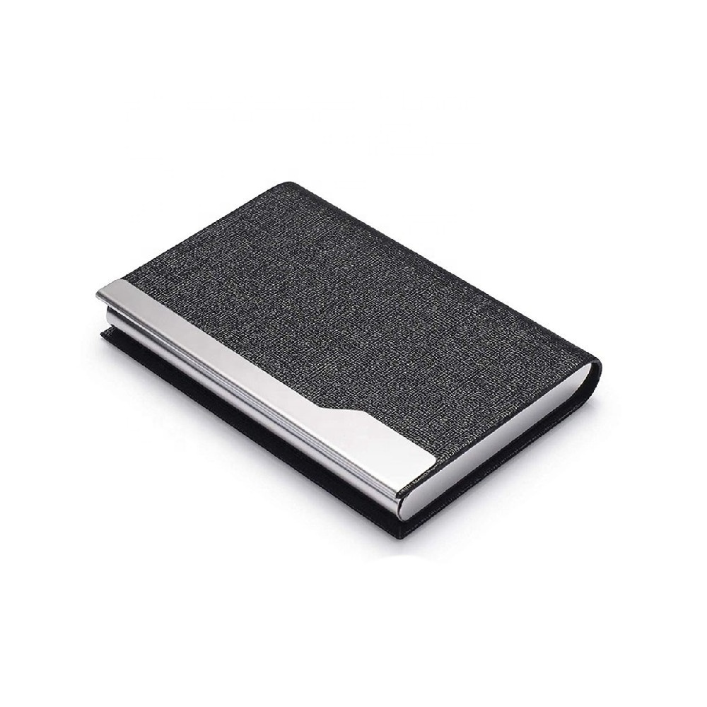 Leather Stainless Steel Slim Business Card Holder Business Card Holder Wallet Credit Card ID Case Holder for Men