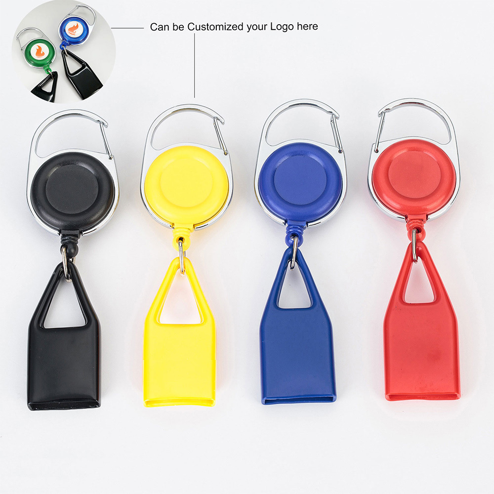 Heavy Duty Plastic ABS Lighter Retractable Badge ID Card Holder Retractable Carabiner Badge Reels with Leash