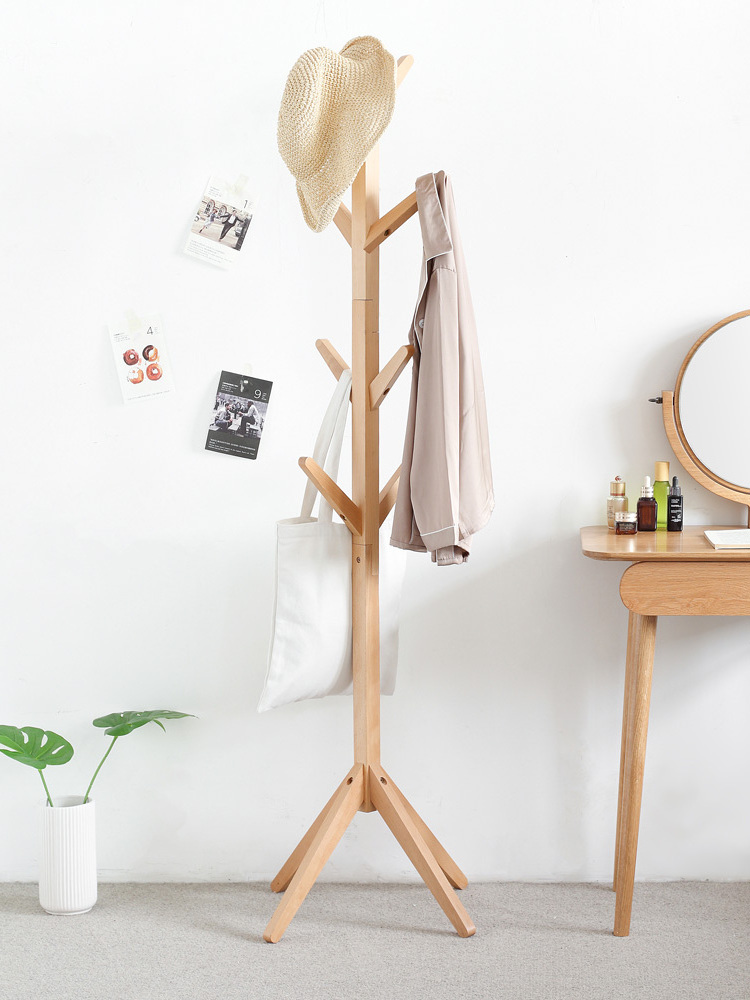 Hall  Furniture Tree Wood Clothes Hanger Free Stand Vintage Entryway Wooden  Coat Rack