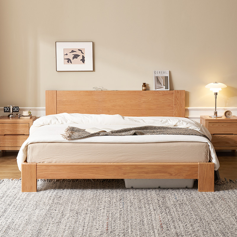 A3011 Nordic style solid OAK wood bed room furniture all size bed frame bedroom set wooden beds