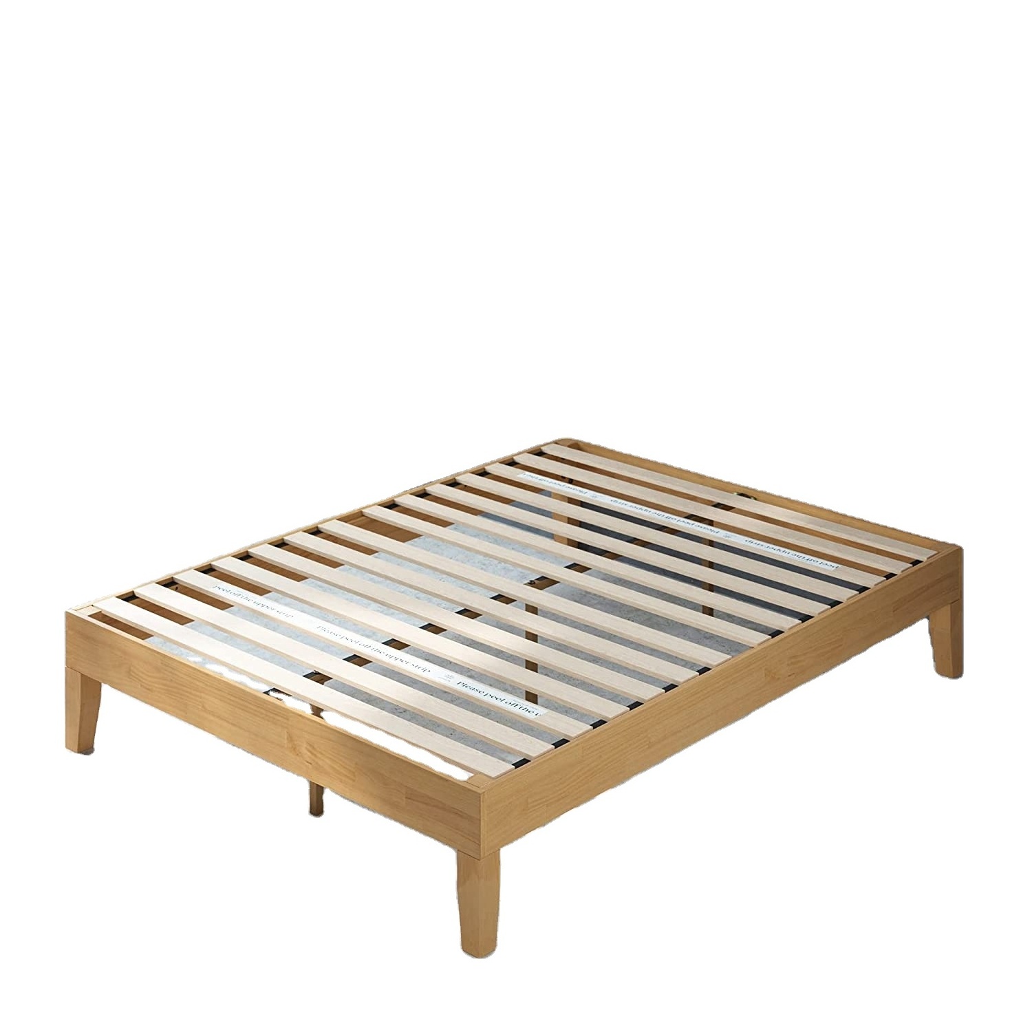 No Box Spring Needed Wood Slat Support Natural Finish Solid Wood Platform King Size Bed