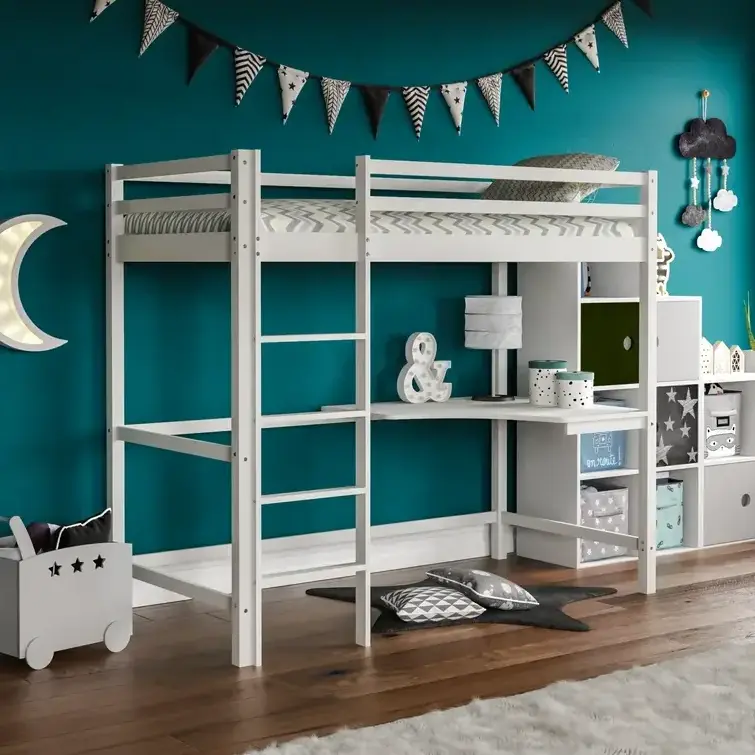 Bedroom Furniture Children Beds Loft Full Size Wooden Kids Loft Bed with Desk