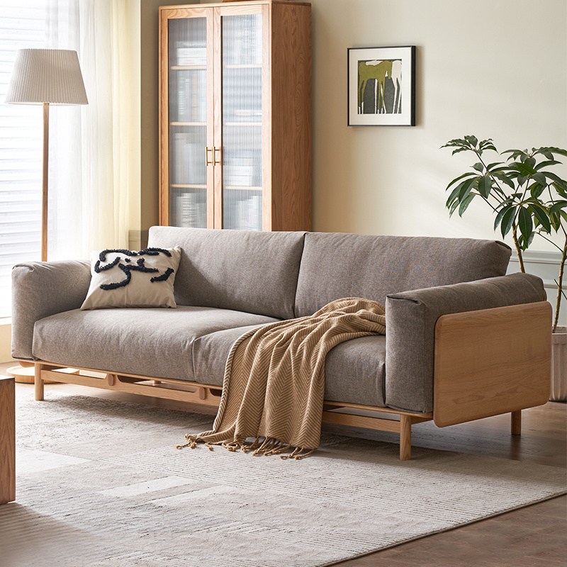 S1056 Living room sofa Nordic light luxury solid wood sofa oak material sofa set/ different sizes are optional