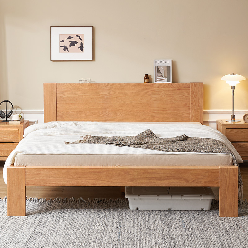 A3011 Nordic style solid OAK wood bed room furniture all size bed frame bedroom set wooden beds