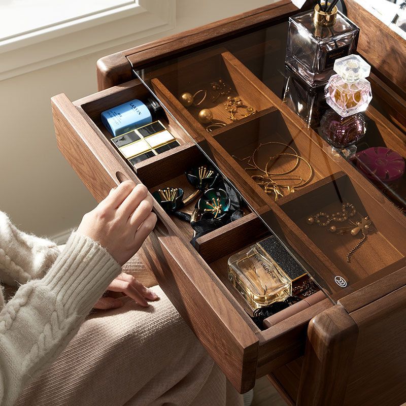 B5057 Nordic modern minimalist small dressing table light luxury dressing table with mirror (reversible) Black walnut