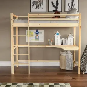 Bedroom Furniture Children Beds Loft Full Size Wooden Kids Loft Bed with Desk