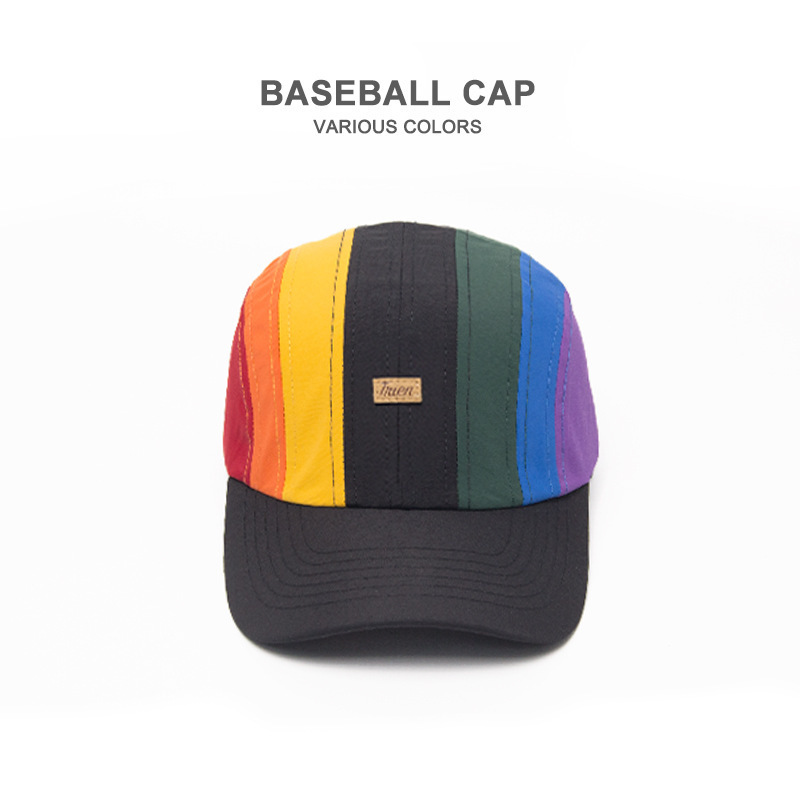 2021 New Style Unique Fashion Design 100% Cotton Multicolored Rainbow Hat Baseball Cap