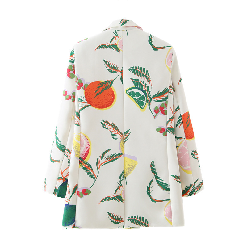 New Arrival Korean Fruits Print Casual Office Wear Long Sleeve Blazer For Women