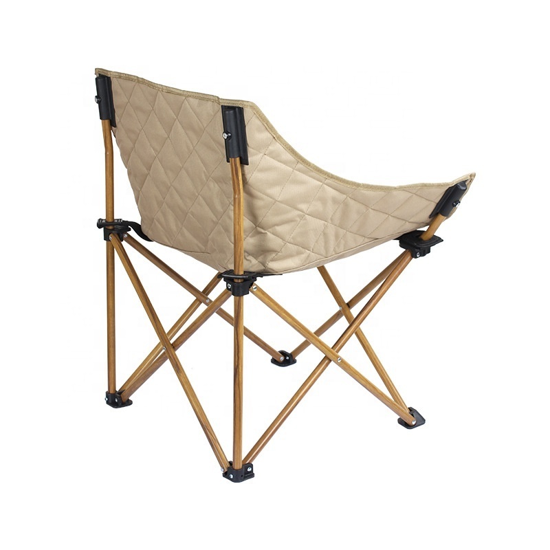 Outdoor and Indoor Foam Padded Oversize Comfortable Leisure Camping Sand Free Foldable Wooden Beach Moon Chair