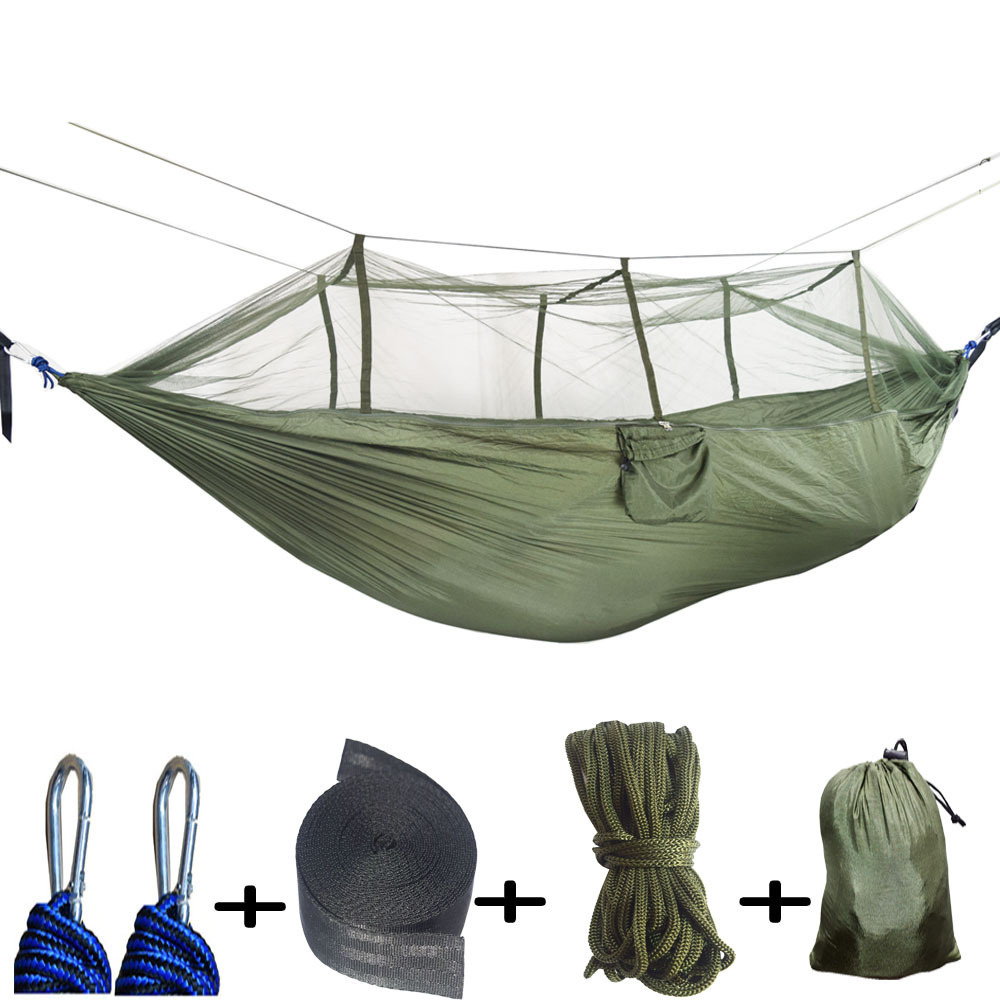 Outdoor Camping Travel Waterproof Tarp Lightweight Double & Single Portable Hammock with Mosquito Net