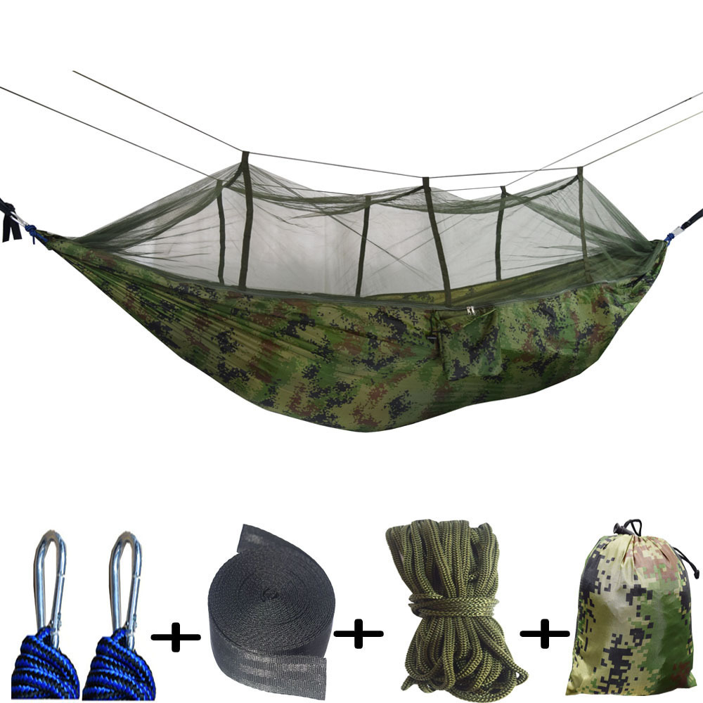 Outdoor Camping Travel Waterproof Tarp Lightweight Double & Single Portable Hammock with Mosquito Net