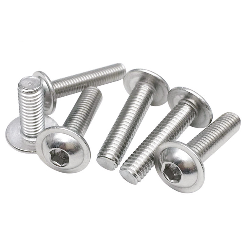 Wholesale 304 stainless steel Hex socket Button Head with washer screw with collar flange head screw bolt ISO7380-2