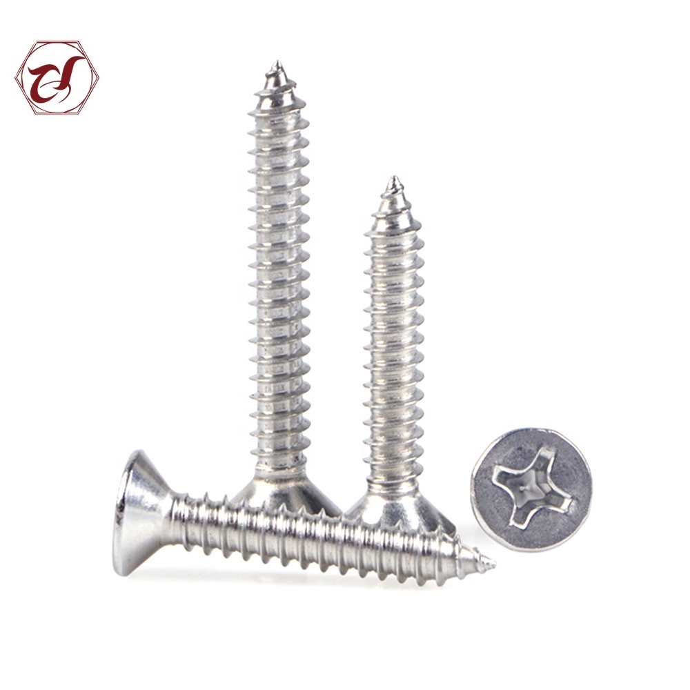 Stainless Steel Self -tapping Wood Screw and Fasteners 304 316 Wholesale Screw for Wood Chipboard Cross Countersunk Head Screw