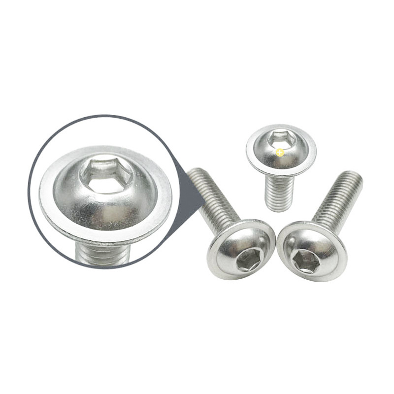 Wholesale 304 stainless steel Hex socket Button Head with washer screw with collar flange head screw bolt ISO7380-2