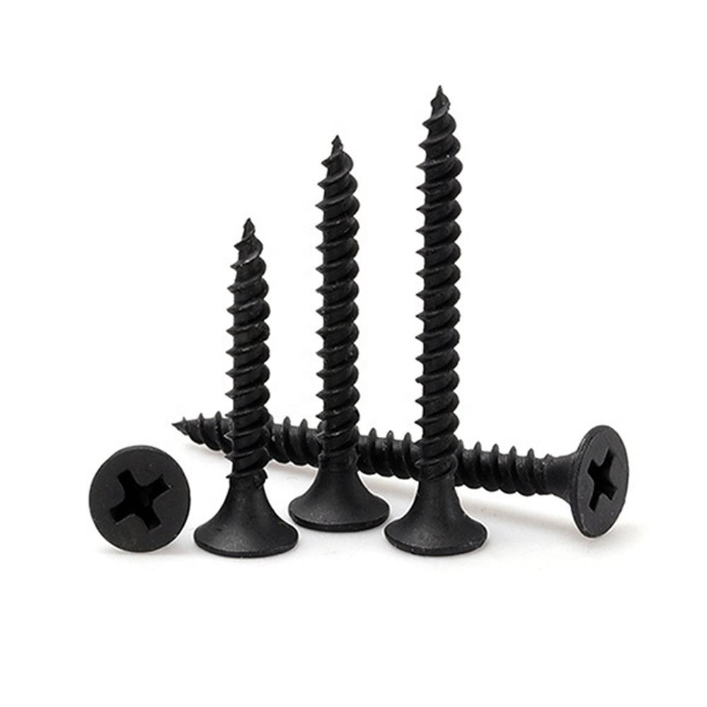 Carbon Steel ST3.5-ST5.5 Black Oxide Drywall Screws for Gypsum Screw Black to Wood /Trumpet Head Screw