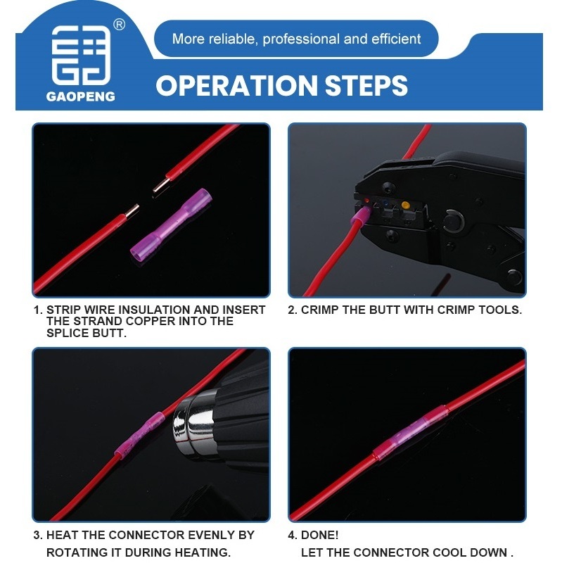 Wholesale Heat Shrink Crimping Tinned Copper Wire Terminals Intermediate Protection IP 67 Waterproof Butt Splice Connectors