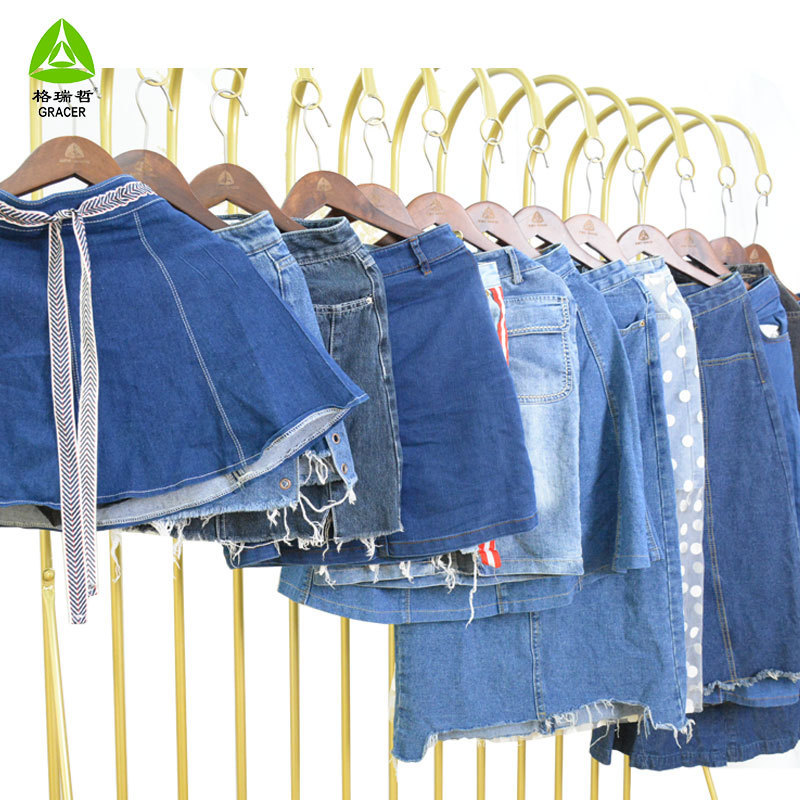 Fashion Style Used Clothes Ladies Jeans Skirt For Export Used Clothes