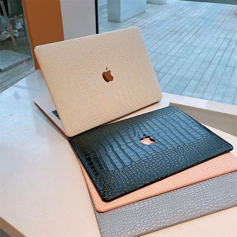 Shockproof Laptop Sleeve PU Leather Croco Texture Hollow out logo Protective Flip Case for Macbook Pro 14 15