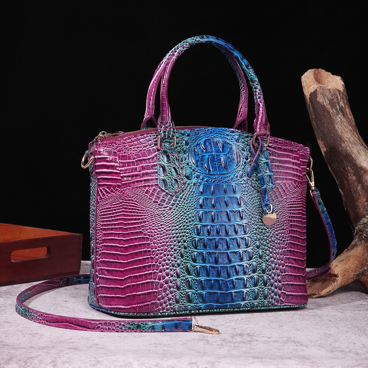 Retro Fashion Luxury Ladies Handbags Stylish Women Tote Bag Unique Design Crocodile Patternnote Hand Bag Purse