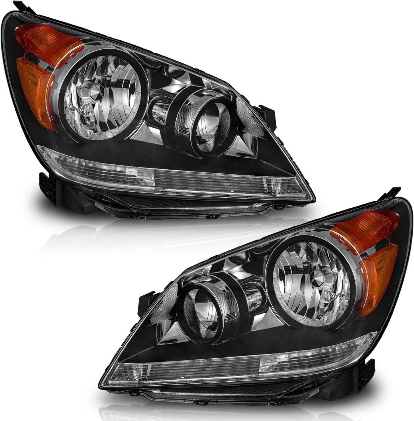 2005-2007 Hon-da Odyssey Factory Style Crystal Headlights w/ 9006 Bulbs (Matte Black Housing/Clear Lens)