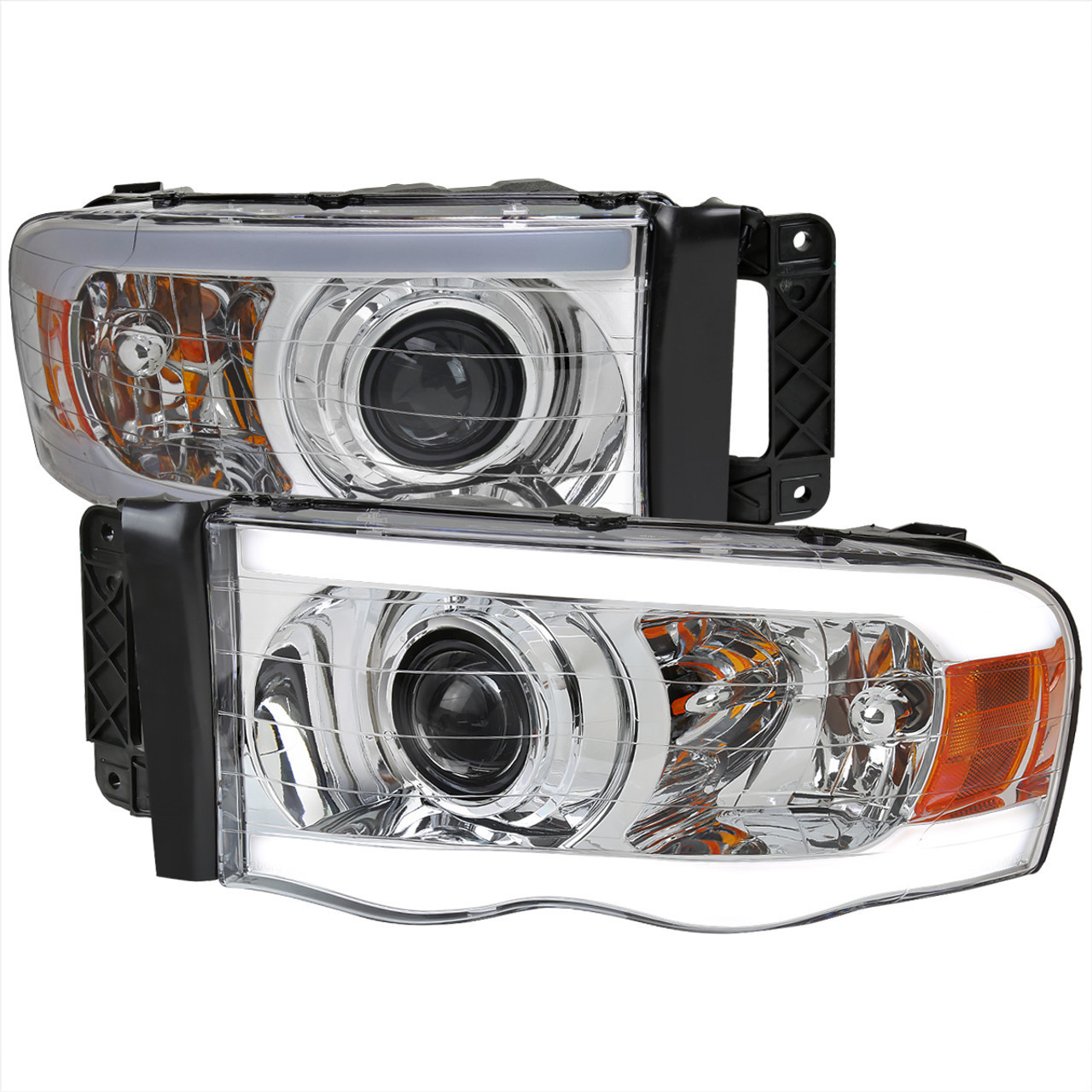 Car Headlights for 2002-2005 Dodge Ram 1500 / 2003-2005 Dodge Ram 2500 / 3500 LED Tube Projector Headlights