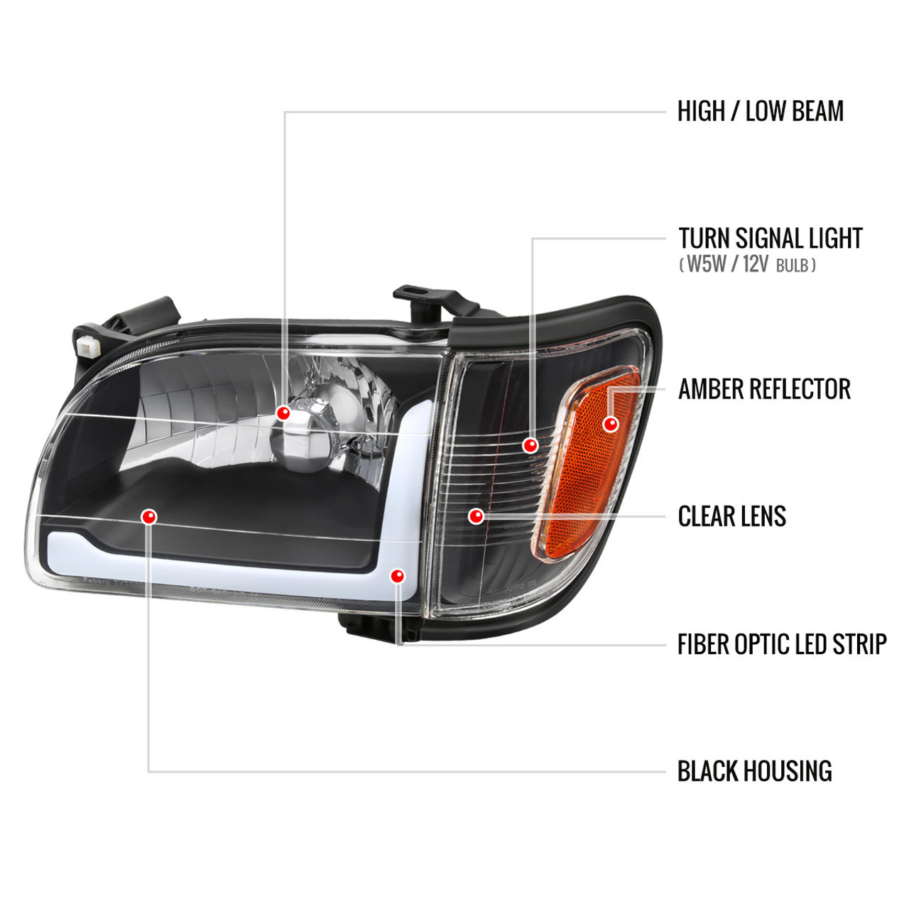 Car Headlight for 2001-2004 Toyota Tacoma LED Bar Factory Style Headlights Auto Accessories Car Headlight sets