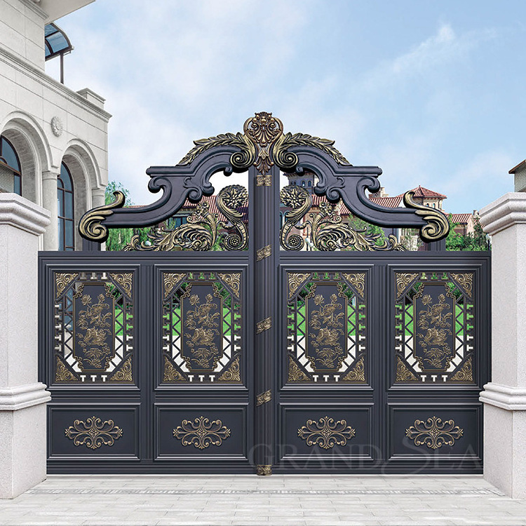 European style cast aluminium Gates Villa doors electric garden Gates aluminium courtyard gate