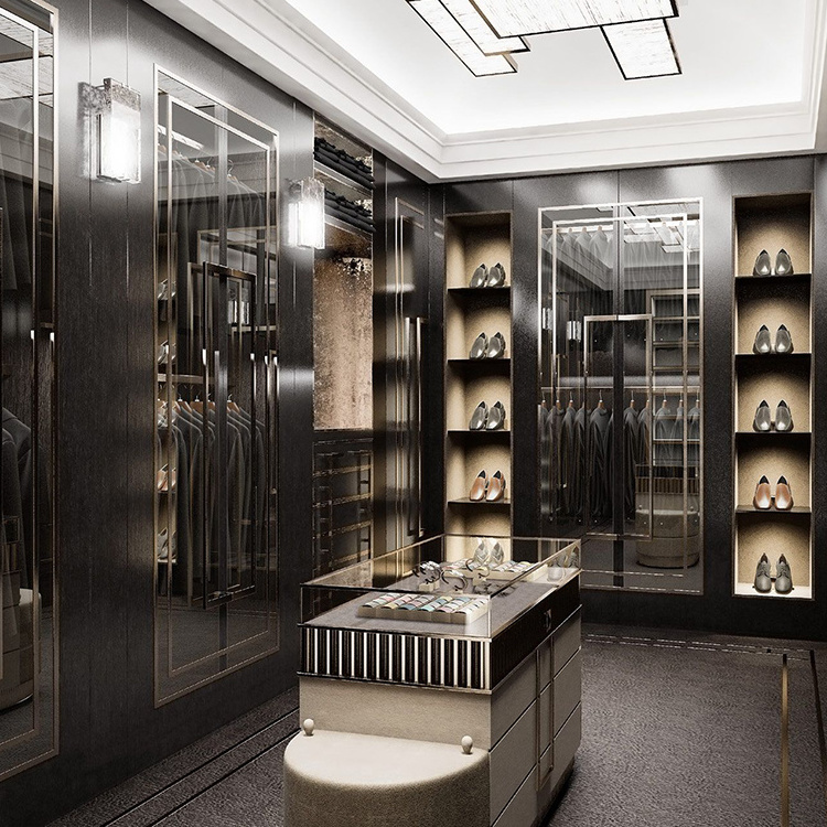 Iron design modern wardrobe in the wall sliding mirror wardrobe design glass walk in closet posh walk in closet