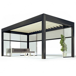 Strong Winds Pavilion 3x3 5x4 5x5 RGB Grey Bois Bioclimat Gazebos Pergola Bioclimatique Aluminium