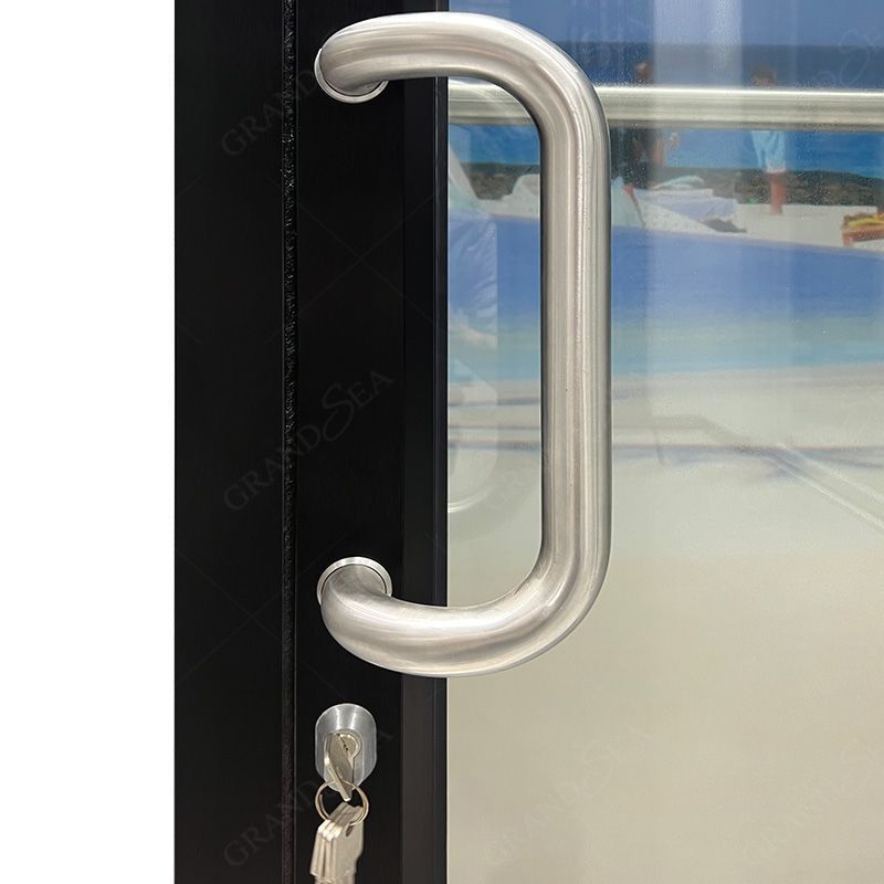 Italian Single Restaurant Door Closer Front Black Double Glass Entry Swing Aluminum Commercial Door For Sale