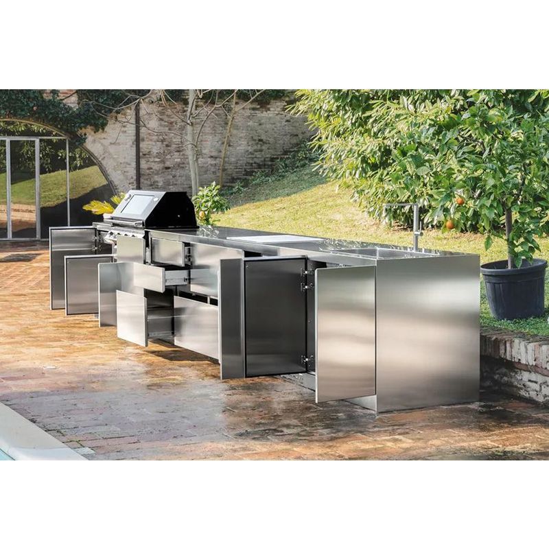 Stainless Steel Outdoor 4 Burner BBQ Gas Grill Outdoor Kitchen And Sink Refrigeratort