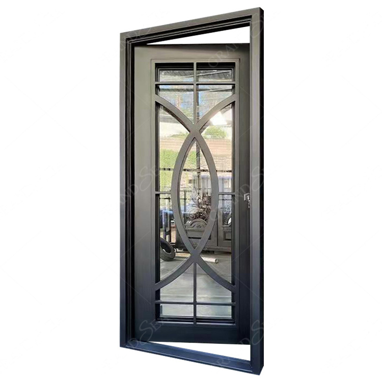 America Hottest Design High Quality Wrought Iron Glass Doors for Entrance