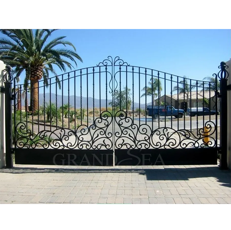 Luxury  double house garden security grill design sliding swing iron gate driveway gate entrance main wrought iron gates designs