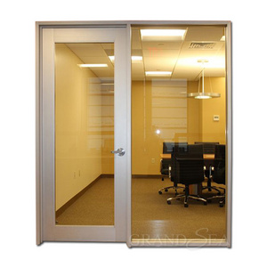 Modern office aluminum alloy internal double single swing aluminum glass doors with windows