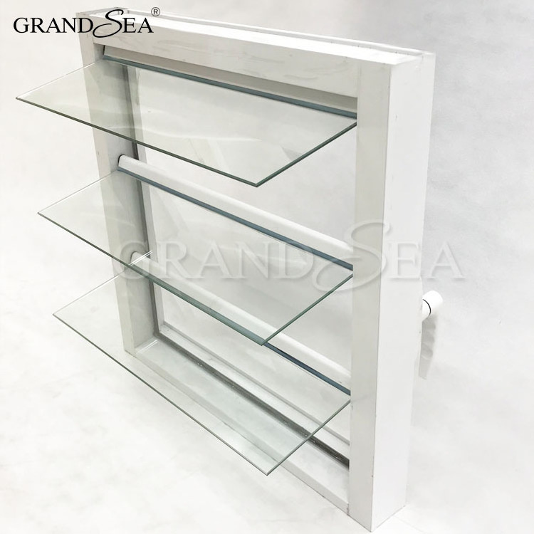 powder coating surface mosquito net upvc security proof solar glazing small glass slats shutter Jalousie/louver aluminium window