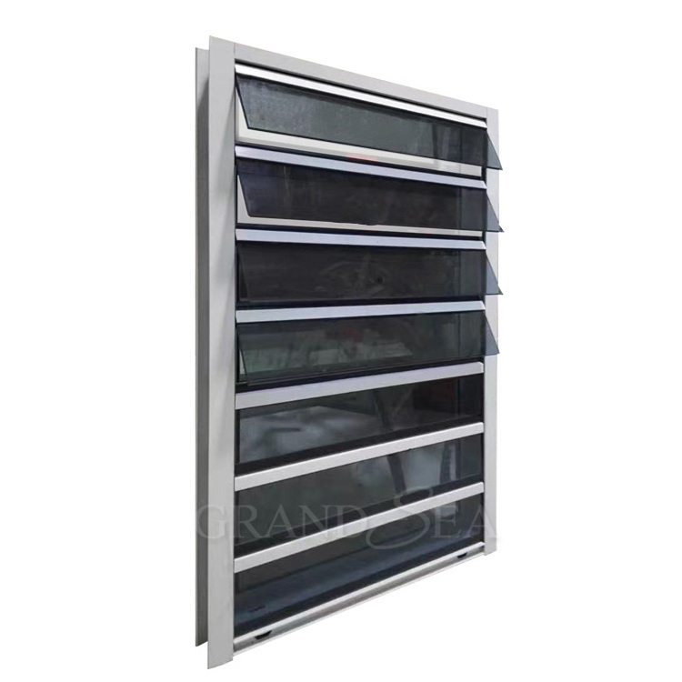 European Modern Ventilation Grill Bathroom Internal Shutters Aluminum Blades Glass Louvre Windows For House