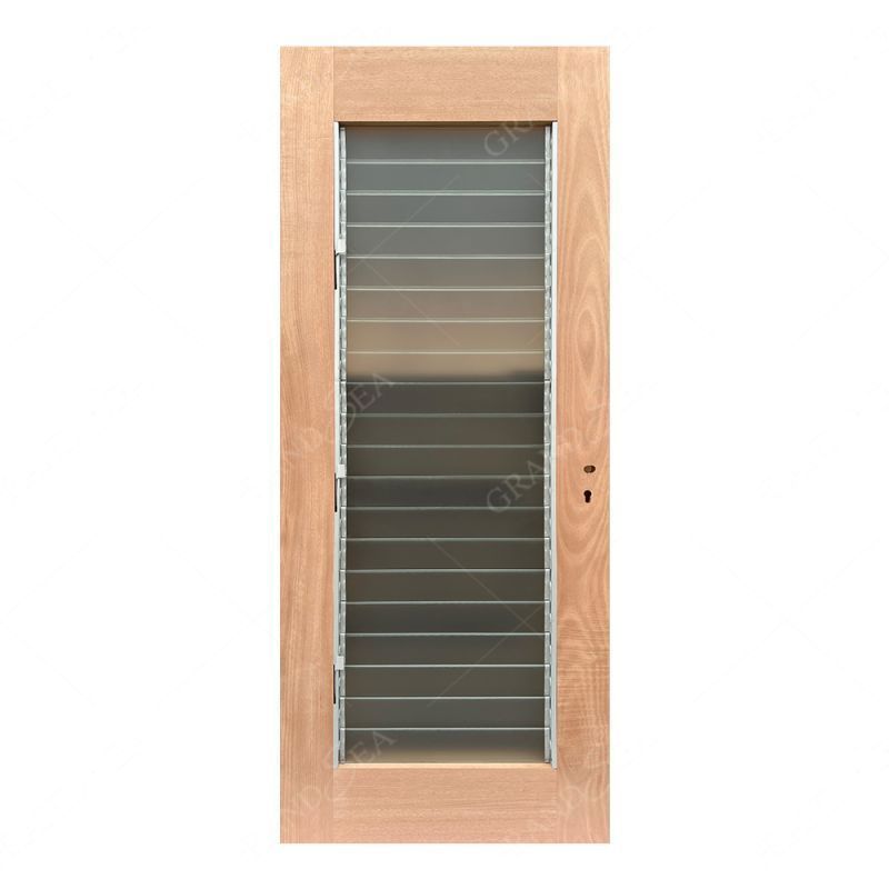 Top Grade Single Front Solid Wood Bathroom Doors For Houses Solid Wood Frame Aluminum Louver Doors For Houses