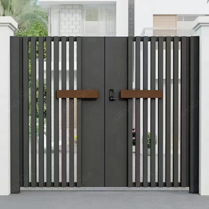 Face Recognition Lock New Style Entrance Double Garden Main Pillars Aluminum Home Front Gate Design