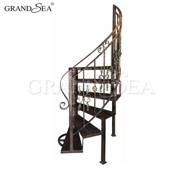 new design black color  metal curved stair railing kits  price for interior