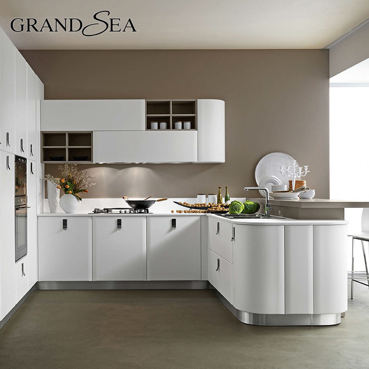 Free design china made modern design fiberglass kitchen cabinet curved classic kitchen cabinets