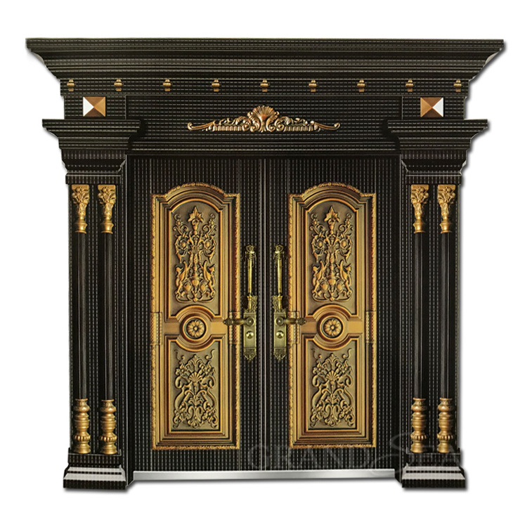 Spain Luxury Palace Bulletproof Fireproof Security Main Front Entrance Armoured Security Steel Door For Front