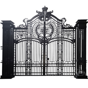 Luxury  double house garden security grill design sliding swing iron gate driveway gate entrance main wrought iron gates designs