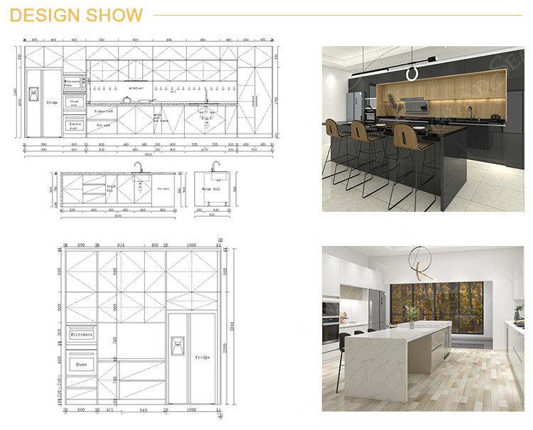 High End American Farmhouse PVC Melamine Kitchen Cupboard Oak Shaker Style Grey Kitchen Cabinets