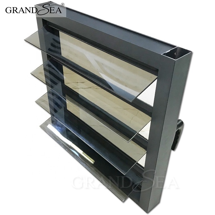 black small glass glazing slats shutter hurricane impact security proof Jalousie/louver aluminium window for house living room