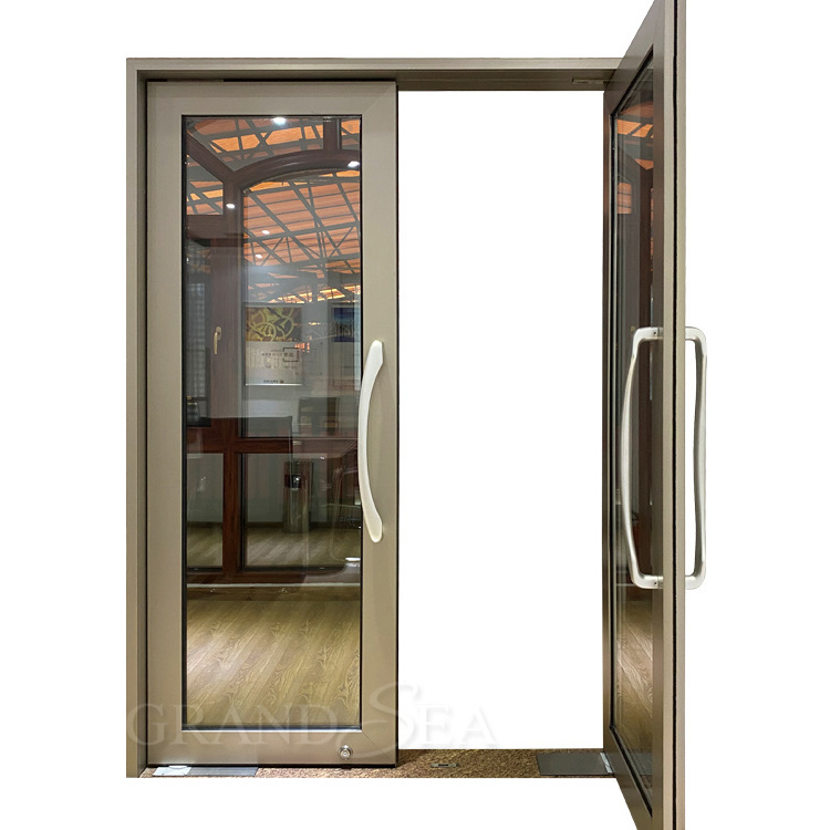 Left or right automatic mechanism glass metal swing door for restaurant kitchen